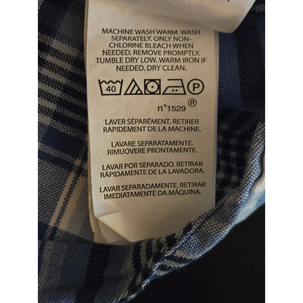 Polo Ralph Lauren Mens Large‎ Blue White Classic Fit Plaid Button Down Shirt